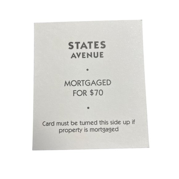 Monopoly Classic States Ave Property Title Deed Card Replacement u - Picture 2 of 5